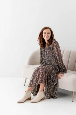 In Loom 'Alistair' Ditsy Floral Tiered Dress In Black FINAL SALE