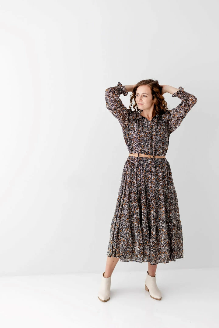 In Loom 'Alistair' Ditsy Floral Tiered Dress In Black FINAL SALE 6 In Loom 'Alistair' Ditsy Floral Tiered Dress In Black FINAL SALE