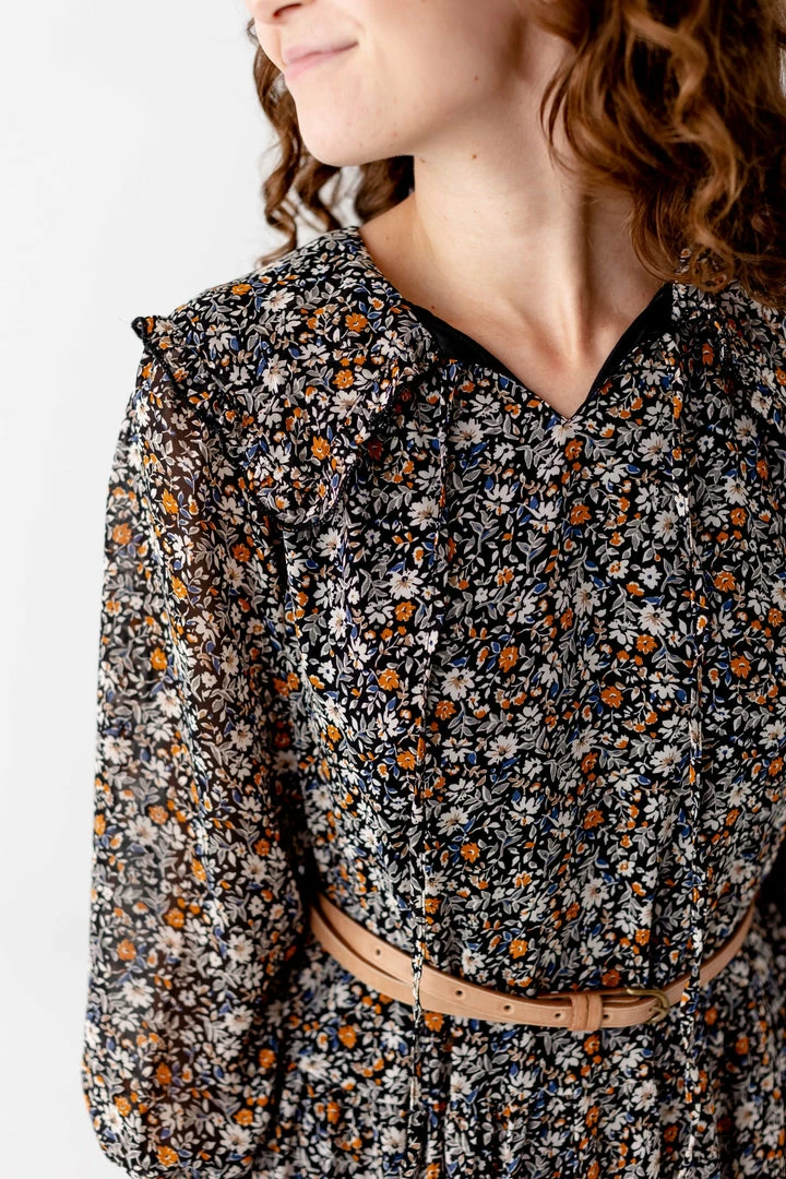 In Loom 'Alistair' Ditsy Floral Tiered Dress In Black FINAL SALE 4 In Loom 'Alistair' Ditsy Floral Tiered Dress In Black FINAL SALE