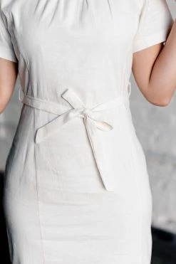 The Main Street Exchange Lancaster Collection 'Elise' Linen Dress In Ivory