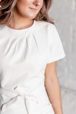 The Main Street Exchange Lancaster Collection 'Elise' Linen Dress In Ivory