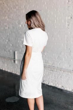 The Main Street Exchange Lancaster Collection 'Elise' Linen Dress In Ivory