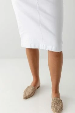 The Main Street Exchange 'Sara' Classic Knee Length Denim Skirt In White Exclusive Designs 15 The Main Street Exchange 'Sara' Classic Knee Length Denim Skirt In White Exclusive Designs