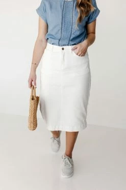 The Main Street Exchange 'Leah' Denim Skirt In Ivory