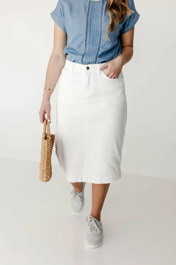 The Main Street Exchange 'Leah' Denim Skirt In Ivory 1 The Main Street Exchange 'Leah' Denim Skirt In Ivory