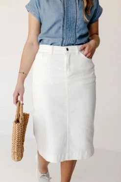 The Main Street Exchange 'Leah' Denim Skirt In Ivory FINAL SALE Skirts