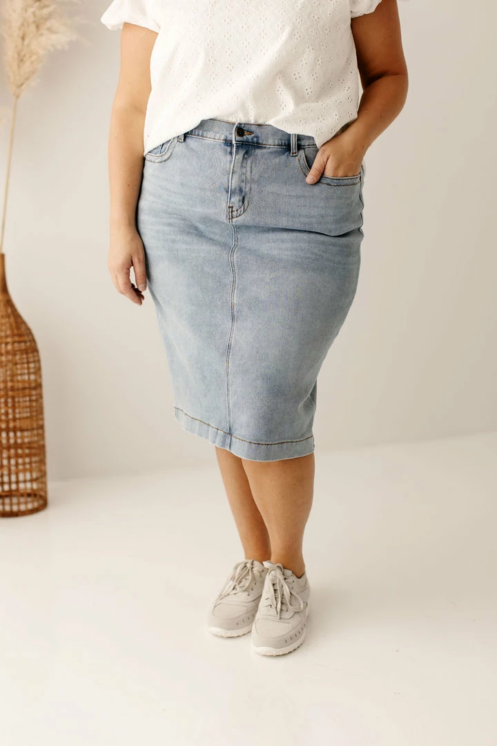 The Main Street Exchange 'Leah' Denim Skirt In Light Wash 15 The Main Street Exchange 'Leah' Denim Skirt In Light Wash