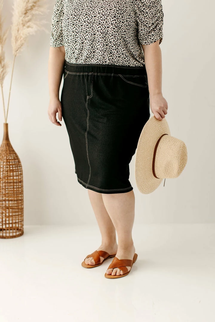 The Main Street Exchange 'Piper' Knee Length Knit Denim Skirt Exclusive Designs 15 The Main Street Exchange 'Piper' Knee Length Knit Denim Skirt Exclusive Designs