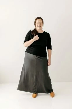 The Main Street Exchange 'Caroline' Long Knit Denim Skirt Exclusive Designs
