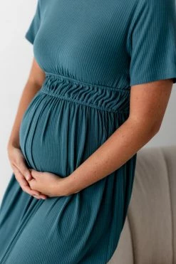 RK Apparel 'Atlee' Elastic Waist Ribbed Maternity Dress In Teal 10 RK Apparel 'Atlee' Elastic Waist Ribbed Maternity Dress In Teal
