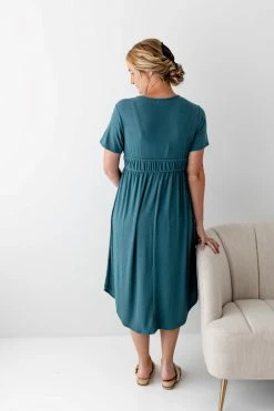 RK Apparel 'Atlee' Elastic Waist Ribbed Maternity Dress In Teal 11 RK Apparel 'Atlee' Elastic Waist Ribbed Maternity Dress In Teal