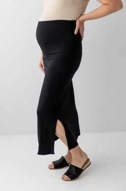Hello Miz Summer Collection 'Jordan' Maternity Midi Skirt In Black