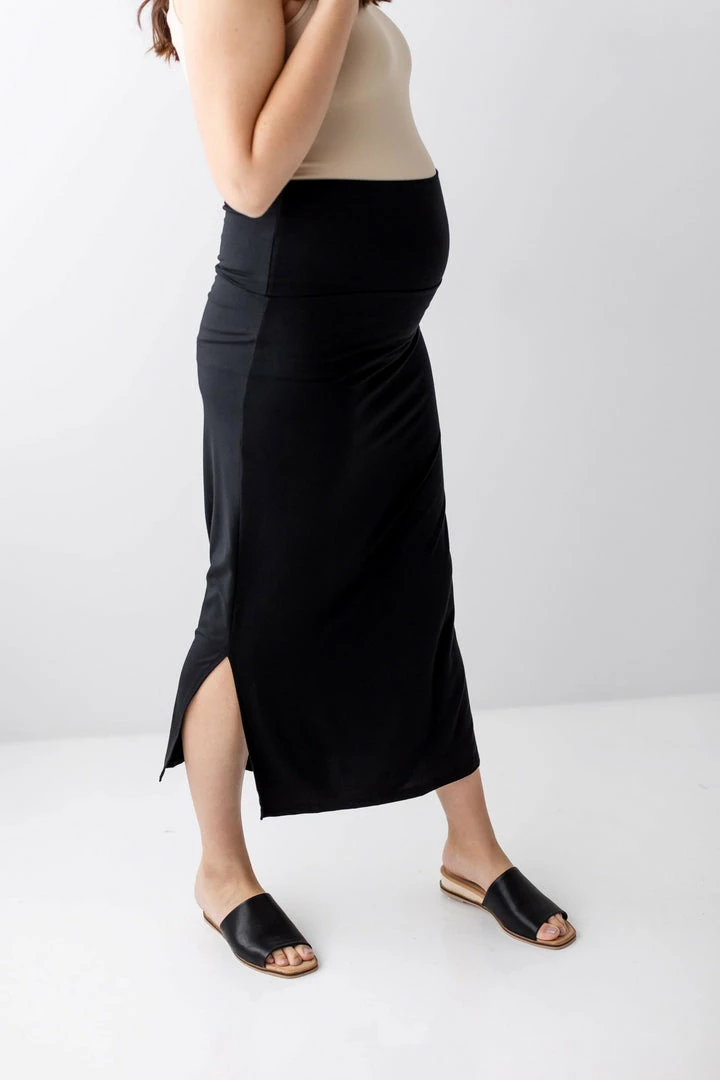 Hello Miz Summer Collection 'Jordan' Maternity Midi Skirt In Black 2 Hello Miz Summer Collection 'Jordan' Maternity Midi Skirt In Black