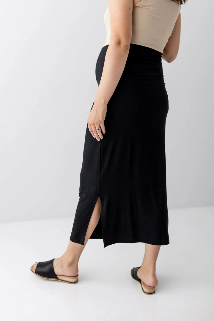Hello Miz Summer Collection 'Jordan' Maternity Midi Skirt In Black 5 Hello Miz Summer Collection 'Jordan' Maternity Midi Skirt In Black
