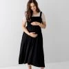 Hello Miz Summer Collection 'Kelsey' Smocked Bodice Maternity Dress In Black