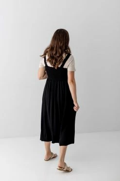 Hello Miz Summer Collection 'Kelsey' Smocked Bodice Maternity Dress In Black