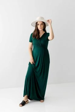 Hello Miz Summer Collection 'Reyna' Wrap Front Maternity Dress In Hunter Green