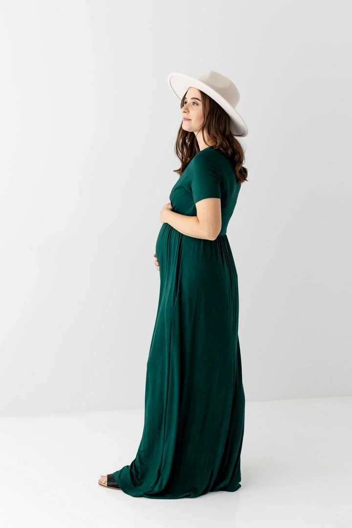 Hello Miz Summer Collection 'Reyna' Wrap Front Maternity Dress In Hunter Green 5 Hello Miz Summer Collection 'Reyna' Wrap Front Maternity Dress In Hunter Green
