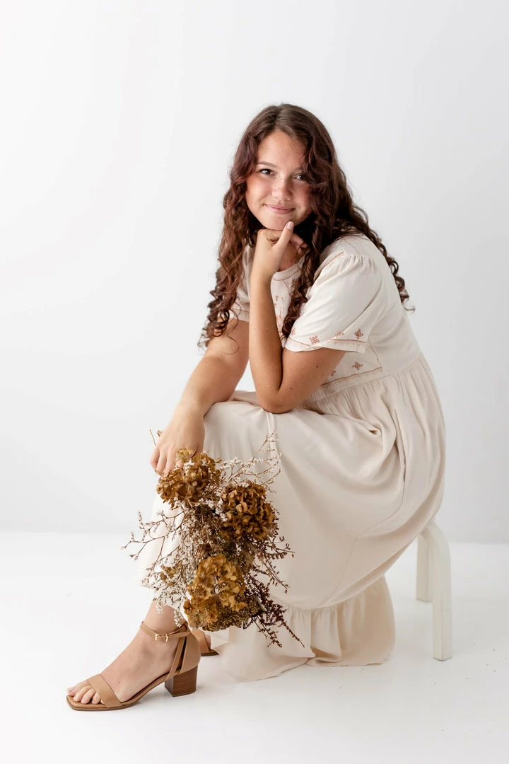 Tea N Rose 'Fiona' Embroidered Midi Dress In Cream 2 Tea N Rose 'Fiona' Embroidered Midi Dress In Cream