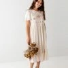 Tea N Rose 'Fiona' Embroidered Midi Dress In Cream