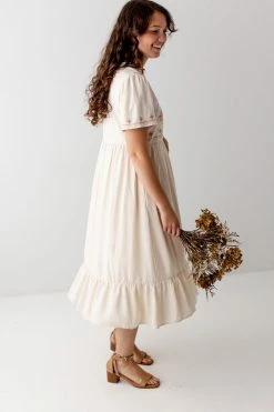 Tea N Rose 'Fiona' Embroidered Midi Dress In Cream 10 Tea N Rose 'Fiona' Embroidered Midi Dress In Cream