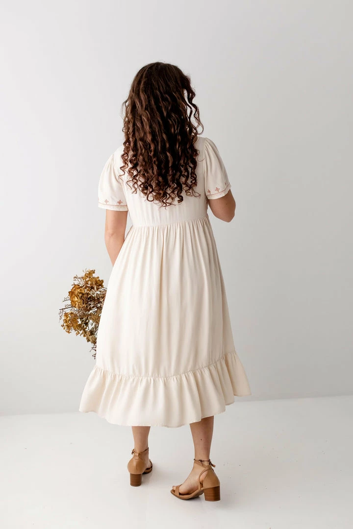 Tea N Rose 'Fiona' Embroidered Midi Dress In Cream 6 Tea N Rose 'Fiona' Embroidered Midi Dress In Cream