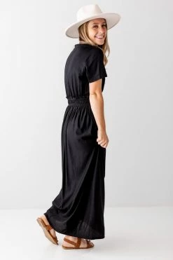 Tres Bien Summer Collection 'Lexi' Smocked Waist Dress In Black