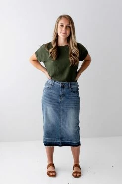 The Main Street Exchange 'Esme' Medium Wash Denim Skirt