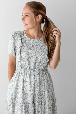 Tea N Rose 'Safiya' Ruffled Floral Midi Dress In Sage