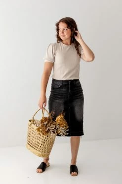 The Main Street Exchange Exclusive Designs 'Esme' Vintage Black Denim Skirt