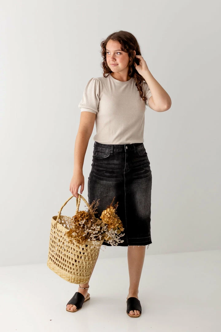 The Main Street Exchange Exclusive Designs 'Esme' Vintage Black Denim Skirt 1 The Main Street Exchange Exclusive Designs 'Esme' Vintage Black Denim Skirt