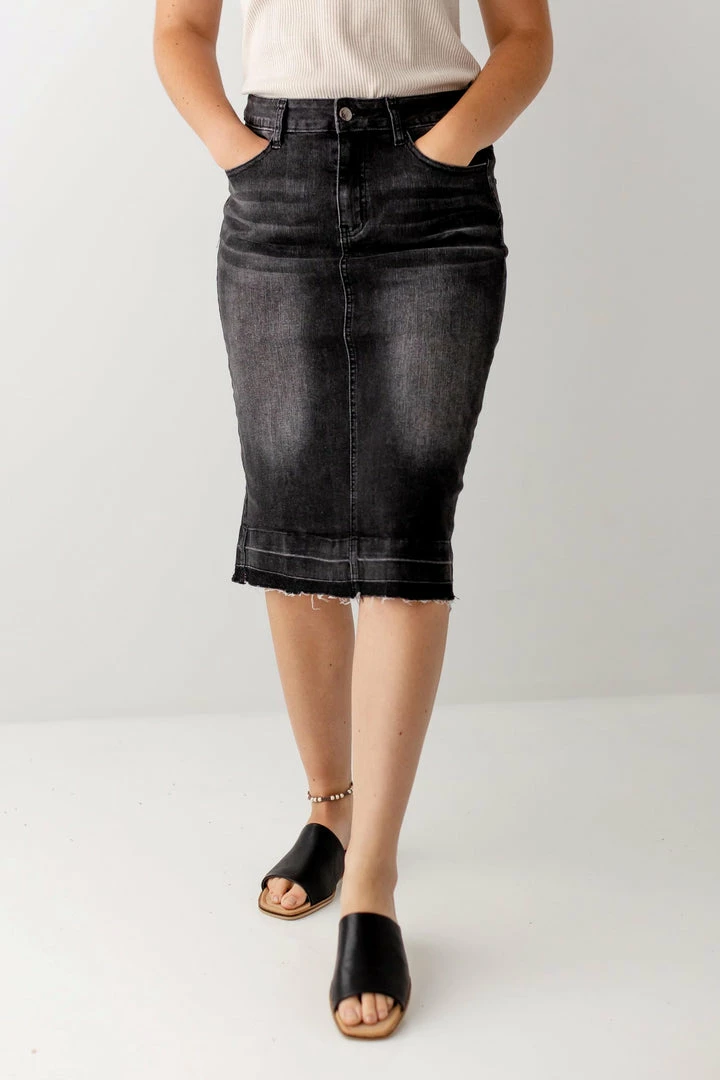 The Main Street Exchange Exclusive Designs 'Esme' Vintage Black Denim Skirt 4 The Main Street Exchange Exclusive Designs 'Esme' Vintage Black Denim Skirt