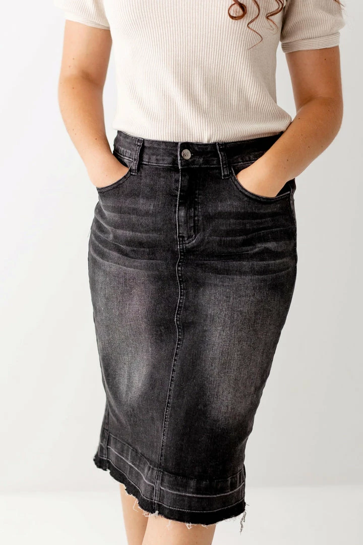 The Main Street Exchange Exclusive Designs 'Esme' Vintage Black Denim Skirt 3 The Main Street Exchange Exclusive Designs 'Esme' Vintage Black Denim Skirt