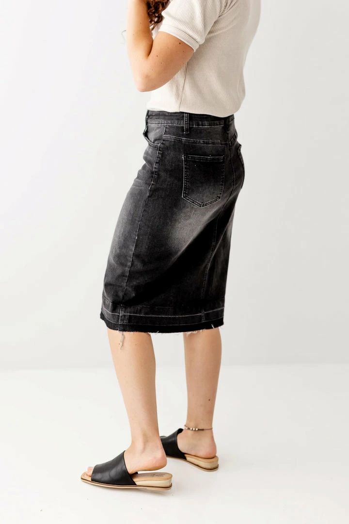 The Main Street Exchange Exclusive Designs 'Esme' Vintage Black Denim Skirt 5 The Main Street Exchange Exclusive Designs 'Esme' Vintage Black Denim Skirt