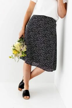 Mikarose 'Inez' Galaxy Dot Printed Midi Skirt In Black