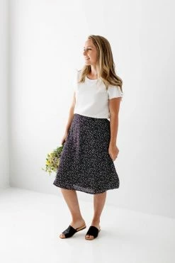 Mikarose 'Inez' Galaxy Dot Printed Midi Skirt In Black 7 Mikarose 'Inez' Galaxy Dot Printed Midi Skirt In Black