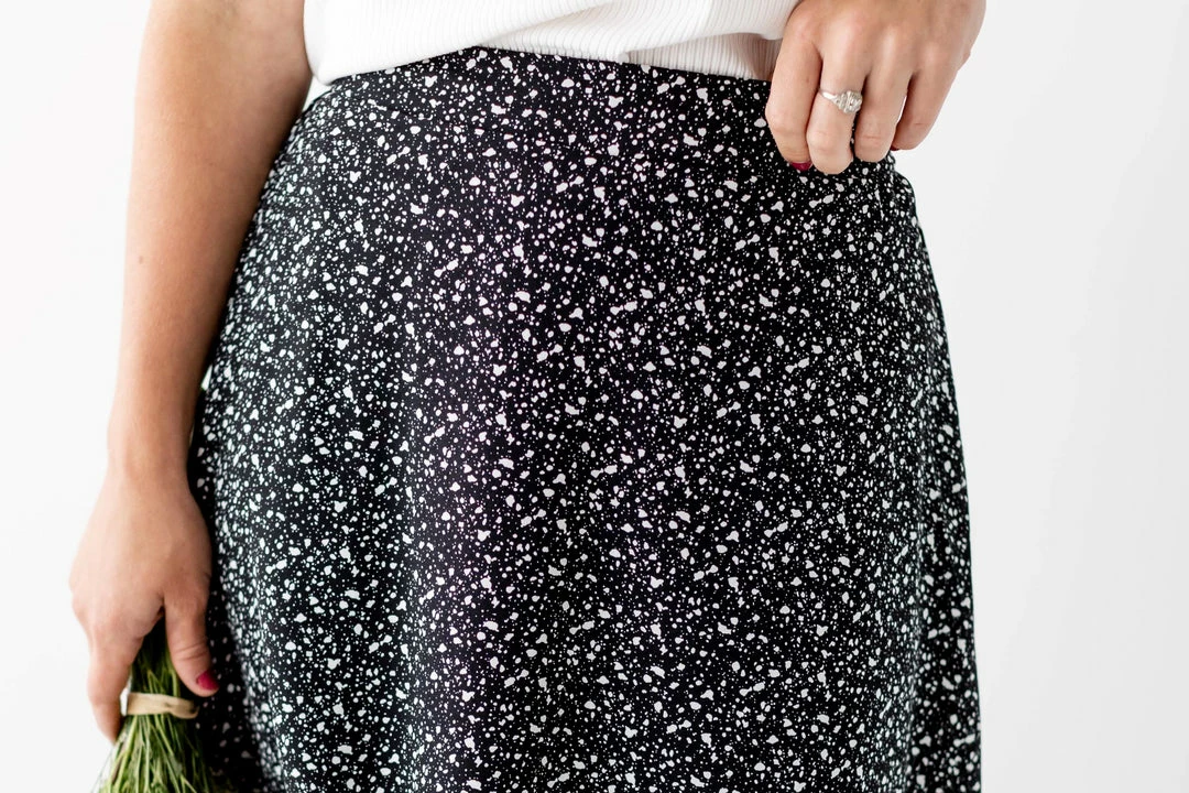 Mikarose 'Inez' Galaxy Dot Printed Midi Skirt In Black 4 Mikarose 'Inez' Galaxy Dot Printed Midi Skirt In Black
