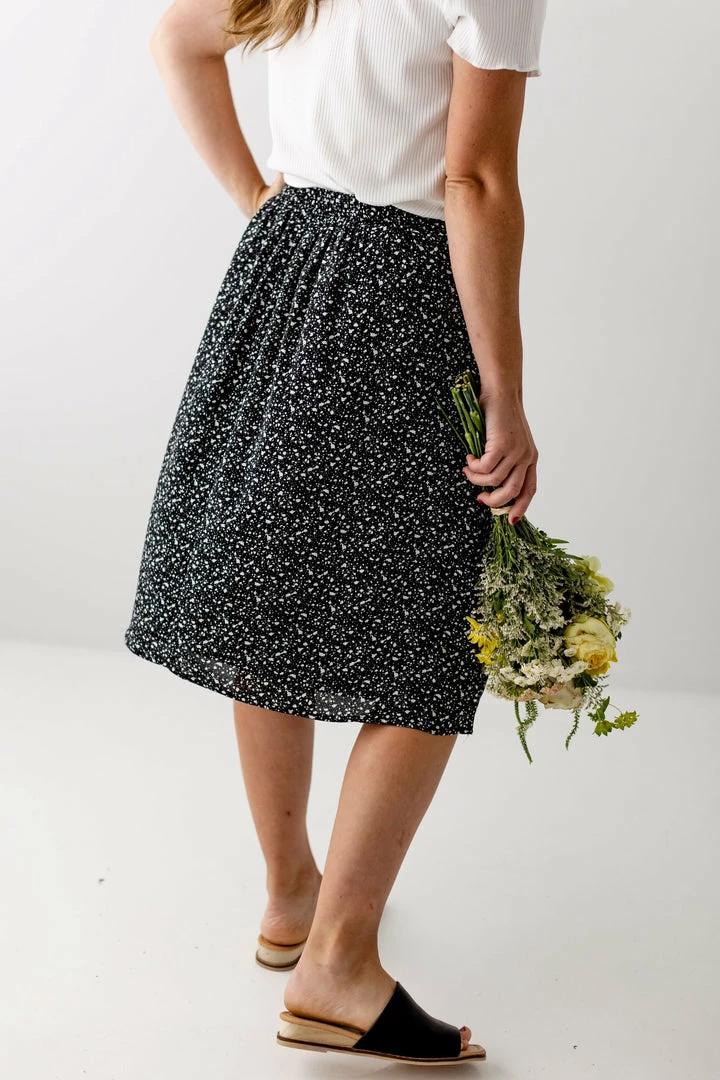Mikarose 'Inez' Galaxy Dot Printed Midi Skirt In Black 5 Mikarose 'Inez' Galaxy Dot Printed Midi Skirt In Black