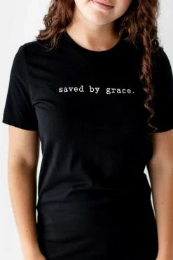 Oat Collective Summer Collection 'Saved By Grace' Cotton Tee In Black 6 Oat Collective Summer Collection 'Saved By Grace' Cotton Tee In Black