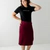 The Main Street Exchange 'Sara' Knit Denim Skirt In Burgundy