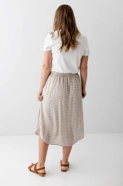 Chris & Carol Summer Collection 'Juno' Woven Plaid Skirt In Taupe 10 Chris & Carol Summer Collection 'Juno' Woven Plaid Skirt In Taupe