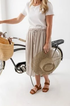 Chris & Carol Summer Collection 'Juno' Woven Plaid Skirt In Taupe 11 Chris & Carol Summer Collection 'Juno' Woven Plaid Skirt In Taupe