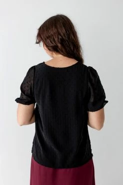 Gilli Summer Collection 'Estee' Puff Sleeve Swiss Dot Top In Black 6 Gilli Summer Collection 'Estee' Puff Sleeve Swiss Dot Top In Black