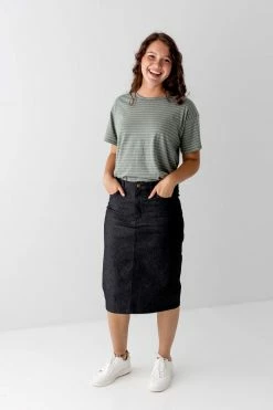 The Main Street Exchange 'Jodi' Denim Skirt In Vintage Black Exclusive Designs