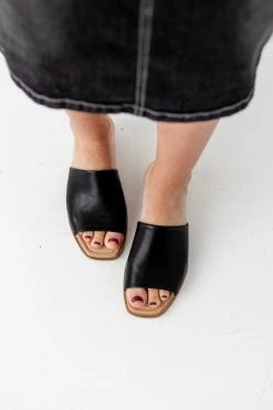 Thistle & Clover 'Harlow' Square Toe Wedge Sandal In Black