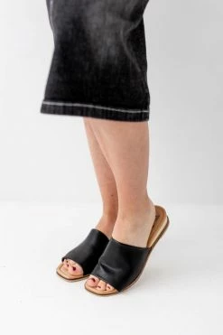 Thistle & Clover 'Harlow' Square Toe Wedge Sandal In Black