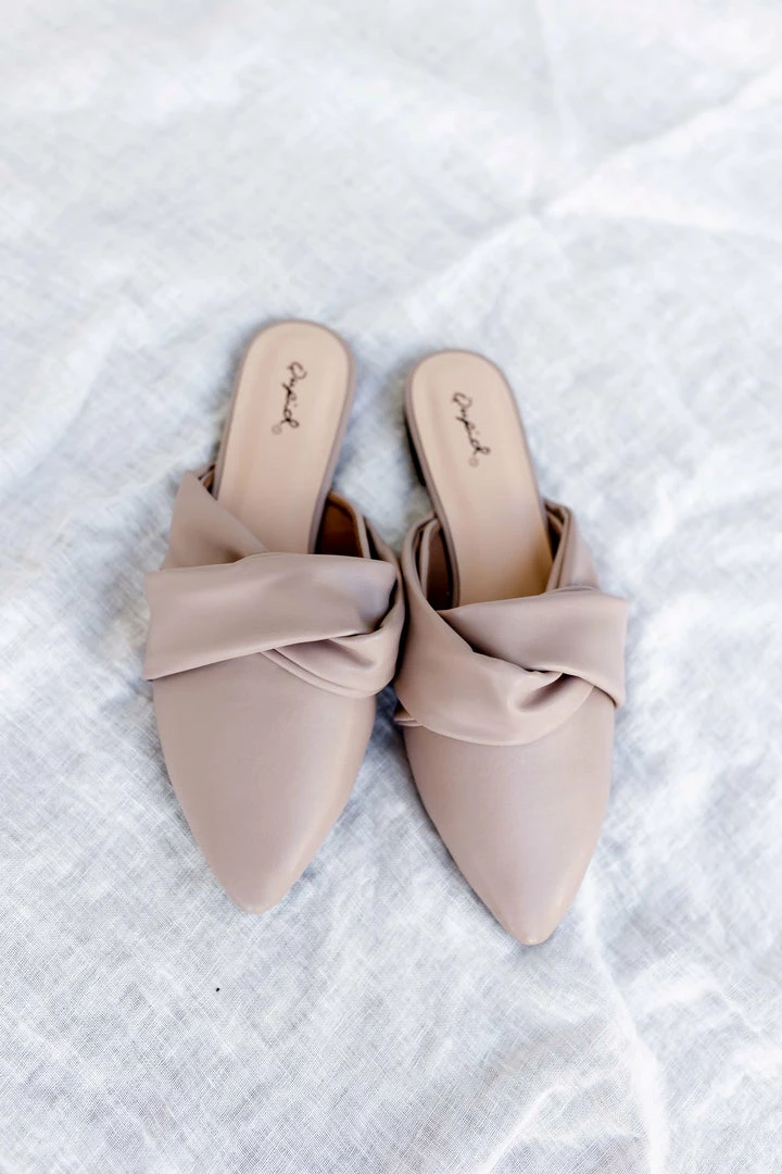 Thistle & Clover Shoes 'Sinclair' Knotted Mules In Birch 1 Thistle & Clover Shoes 'Sinclair' Knotted Mules In Birch