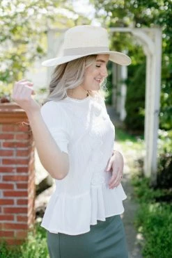 Hayden Los Angeles Tops/Cardigans 'Shiloh' Lace Trim Peplum Top In Ivory 8 Hayden Los Angeles Tops/Cardigans 'Shiloh' Lace Trim Peplum Top In Ivory