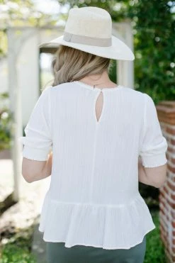 Hayden Los Angeles Tops/Cardigans 'Shiloh' Lace Trim Peplum Top In Ivory 9 Hayden Los Angeles Tops/Cardigans 'Shiloh' Lace Trim Peplum Top In Ivory