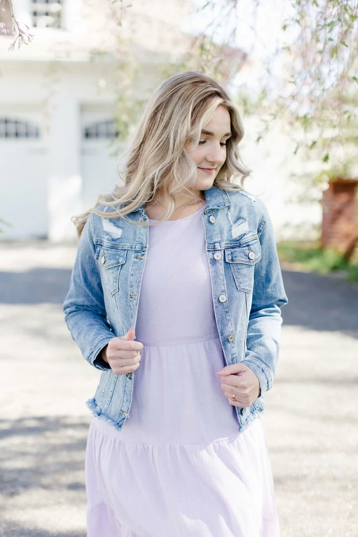 Kan Can USA Tops/Cardigans 'Sydney' Distressed Denim Jacket In Light Wash 2 Kan Can USA Tops/Cardigans 'Sydney' Distressed Denim Jacket In Light Wash